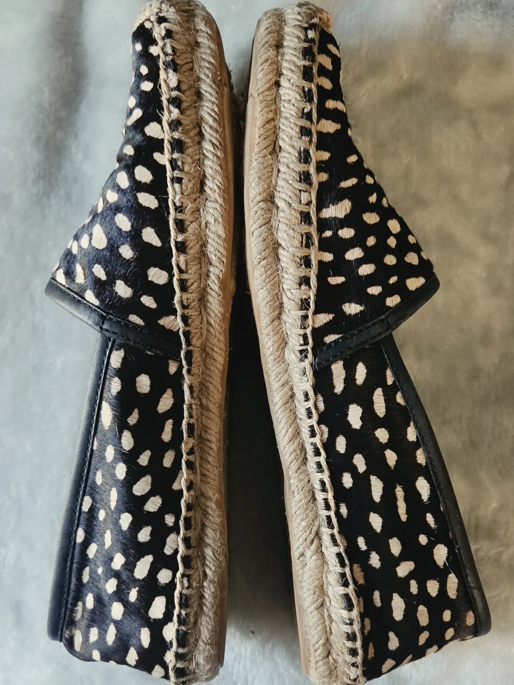 Tory Burch Black with Cream Spotted Espadrille Flats